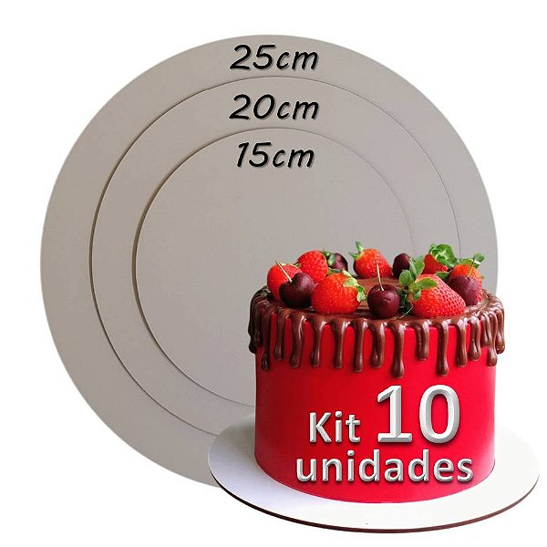 Kit 10 Cake Board Redondo MDF 3mm Tabuleiro Bolo