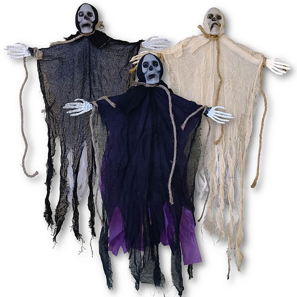 Enfeite Caveira Fantasma 70cm Halloween