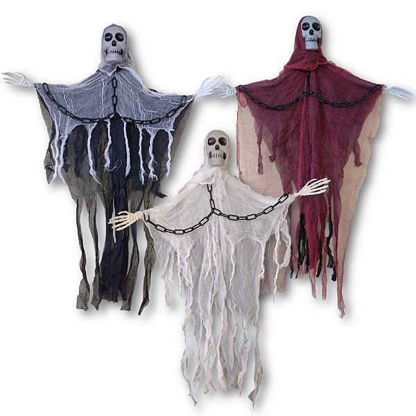 Caveira Fantasma Corrente 85cm Halloween