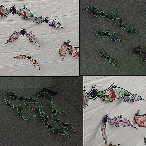 Decoração Morcego Brilha no Escuro c/12 Halloween