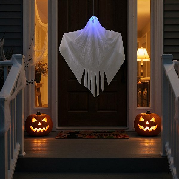Fantasma c/ Luz Decoração Halloween - 70cm x 60cm