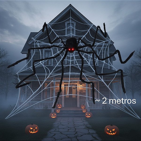 Aranha Gigante ~2 metros Peluda Preta Halloween