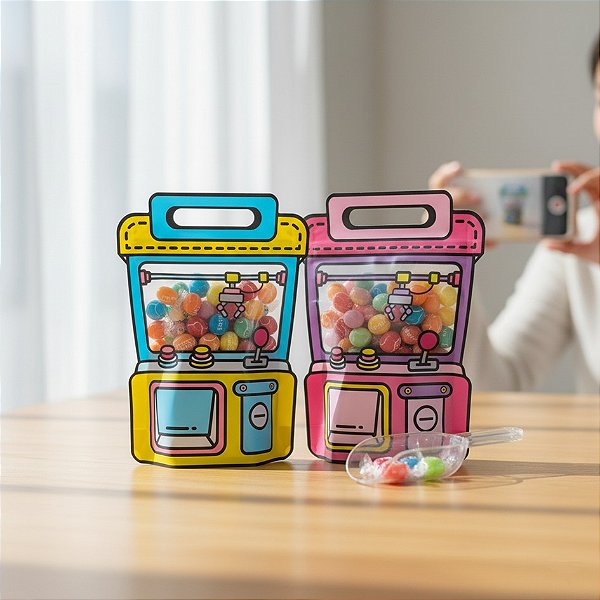 10 unidades Sacola Candy Machine para doces e lembrancinhas 18x24,5cm