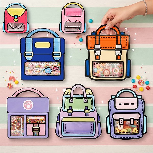10 unidades Sacola Mochilas para doces e lembrancinhas 18x21cm