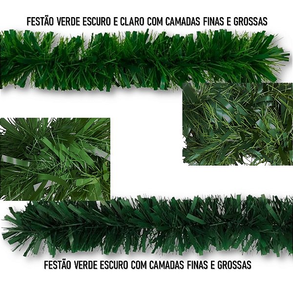 Festão Camadas Grossas e Finas 2m x 15cm Decoração Natal
