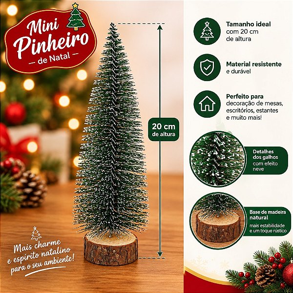 Mini Pinheiro Nevado 20cm Árvore de Natal de Mesa