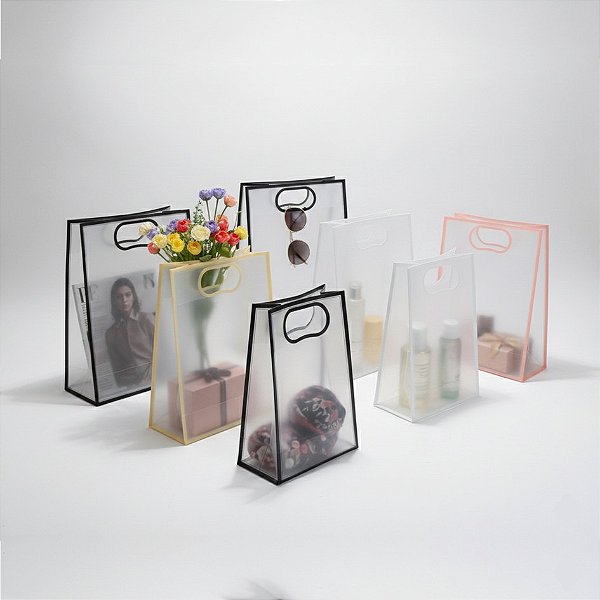 12 Sacola Retangular Fosca c/ Borda Colorida (3 tamanhos)