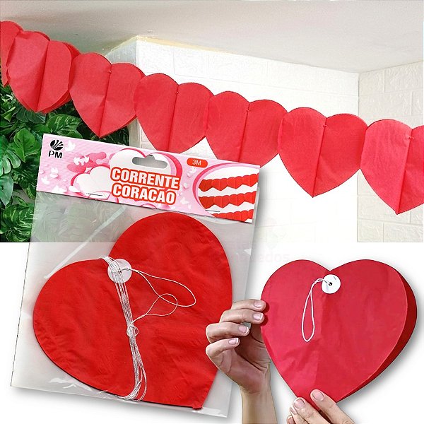 Corrente Coração Decoração de Papel (4508)