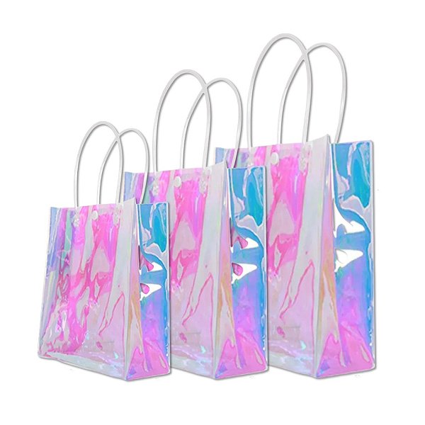 12 unidades Bolsa Holográfica c/fecho Transparente Furta-Cor