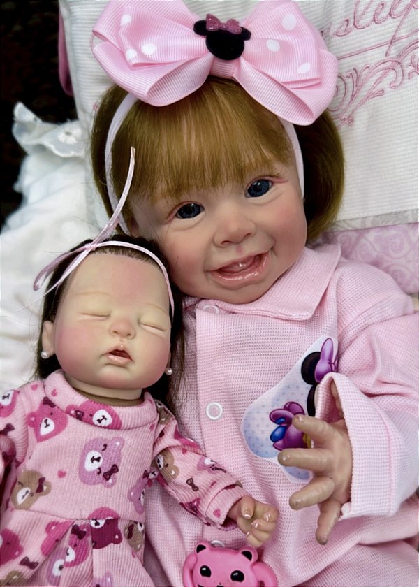 BEBÊ REBORN MENINA SILICONE ANALUZ COM MINI REBORN DE BRINDE