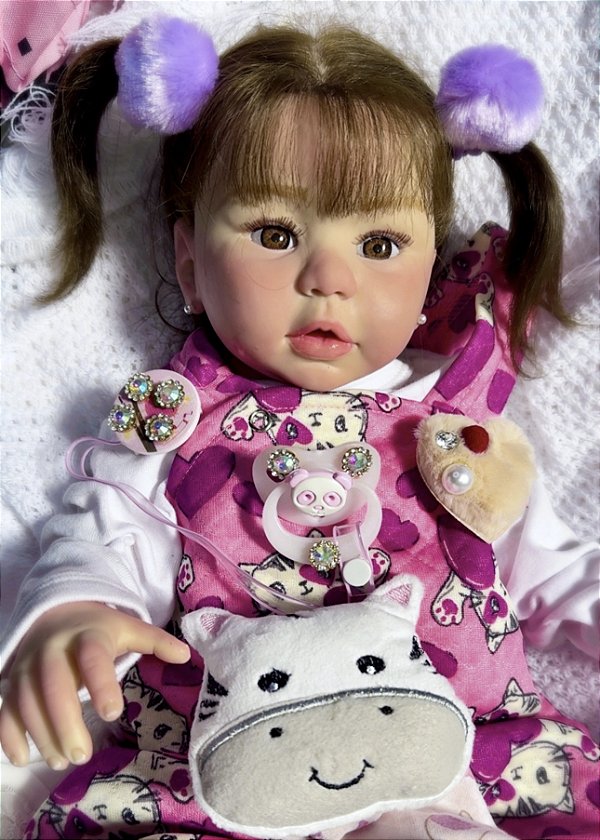 BEBÊ REBORN MENINA SILICONE LUARA MAMA E FAZ XIXI