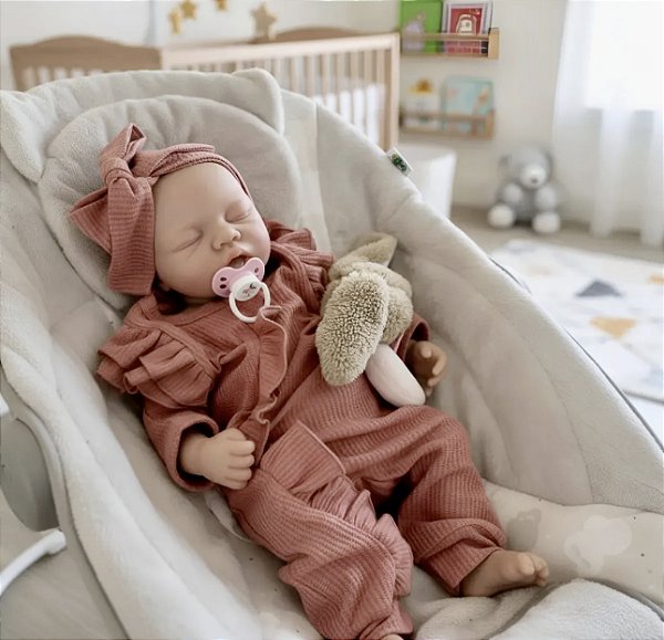BEBÊ REBORN BONECA EMMA SILICONE SÓLIDO BEM MOLINHA MEGA REALISTA