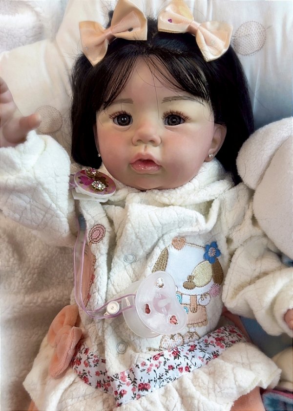 BEBÊ REBORN MENINA SILICONE AMIRA EXCLUSIVIDADE MAMA E FAZ XIXI -