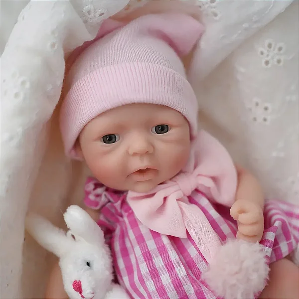 BEBÊ REBORN BONECA SILICONE SÓLIDO JUJU 20 CM