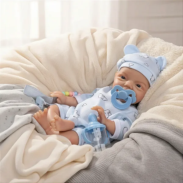 BEBÊ REBORN MENINO SILICONE SÓLIDO JUNINHO SUPER MOLINHO