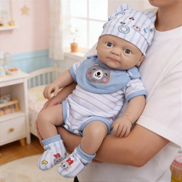 Boneca Reborn Bebê 40cm Menino Silicone Solido Olho Azul Jairzinho