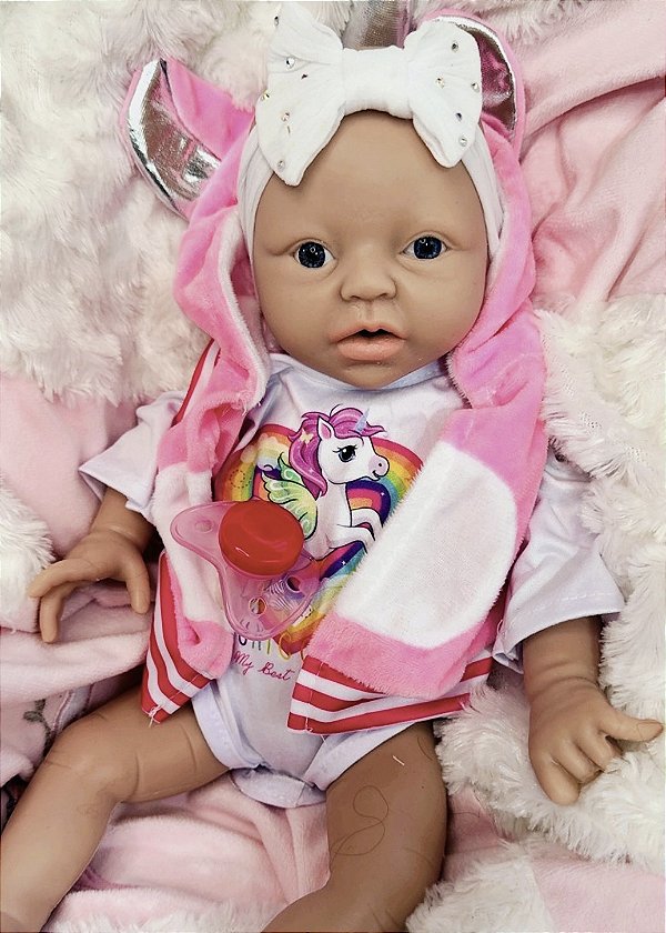 BEBÊ REBORN SILICONE SÓLIDO UNICÓRNIO REALISTA BEM MOLINHA
