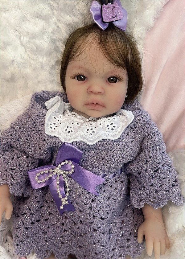 BEBÊ REBORN SILICONE SÓLIDO OLÍVIA REALISTA BEM MOLINHA MAMA E FAZ XIXI