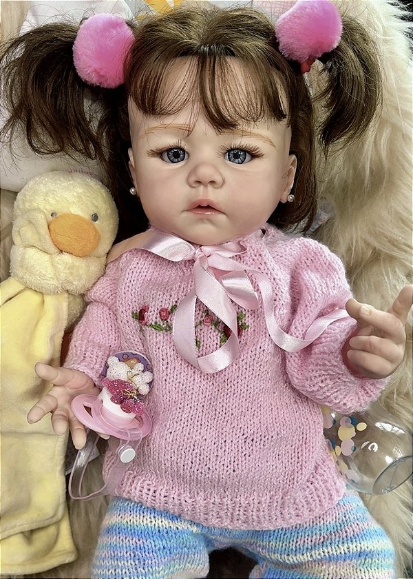 BEBÊ REBORN CORPO DE SILICONE REALISTA LETÍCIA ESCULPIDA A MÃO PODE DAR BANHO