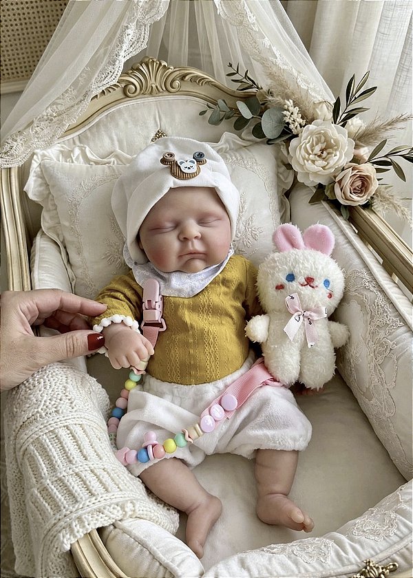BEBÊ REBORN SILICONE SÓLIDO ORIGINAL MOLINHO MANU 34 CM