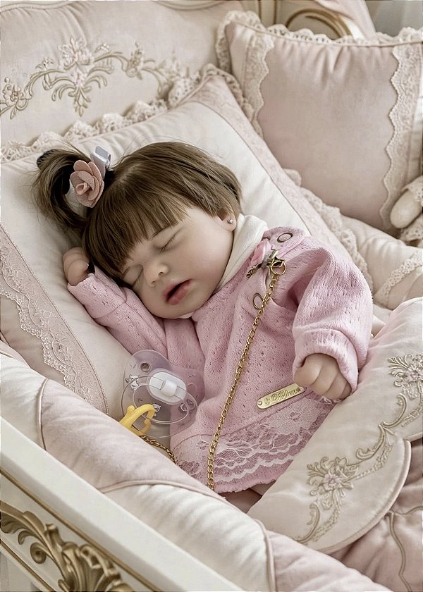 BEBÊ REBORN SILICONE SÓLIDO ORIGINAL MOLINHO CHARLOTTE 35 CM MAMA E FAZ XIXI