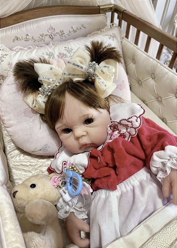 BEBÊ REBORN SILICONE SÓLIDO CANDY REALISTA BEM MOLINHA MAMA E FAZ XIXI