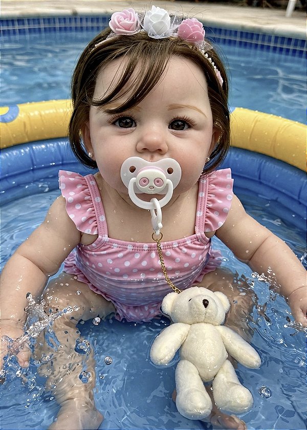 BEBÊ REBORN MENINA CHISPITA MEGA REALISTA TODA EM SILICONE MAMA E FAZ XIXI