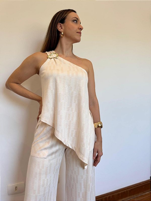 Blusa um Ombro Conforto Chic