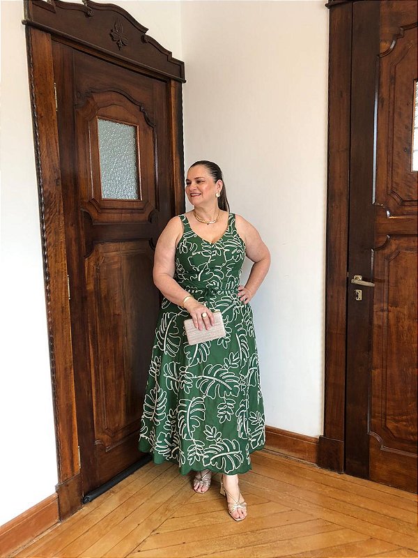 Vestido Midi Folhagem Mango Tango