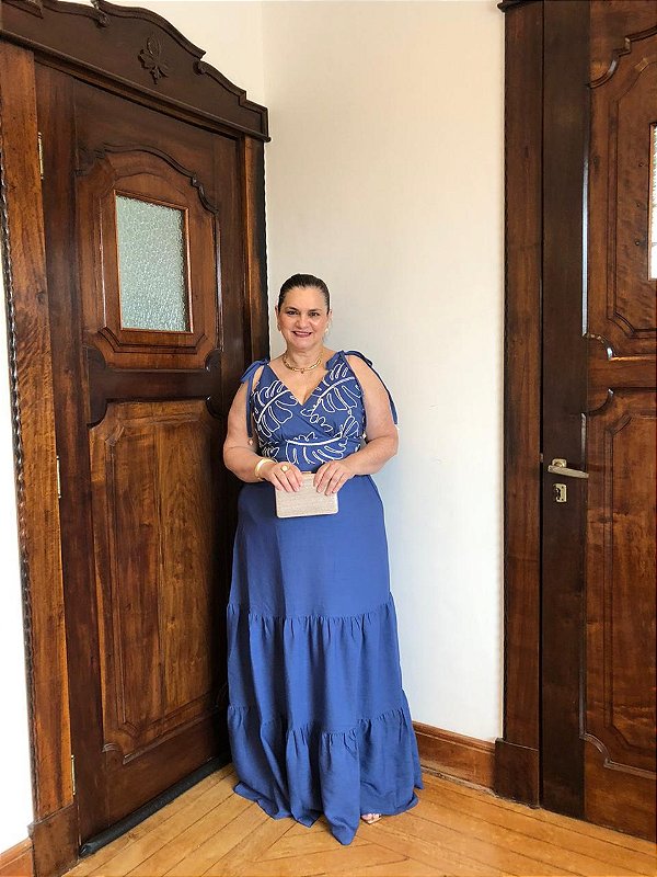 Vestido Longo Folhagem Mango Tango