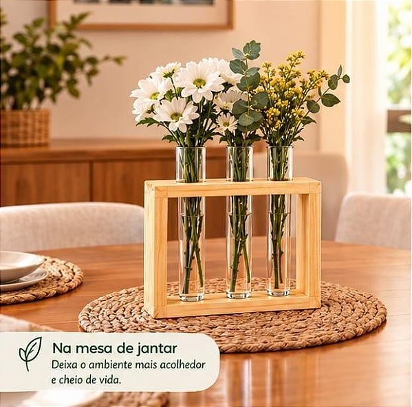 Vaso com 3 Tubos de Ensaio para Flores