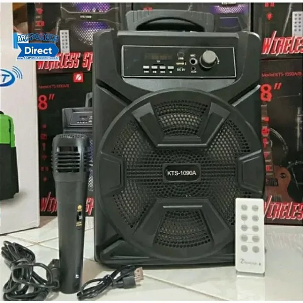 kts-1090a caixa de som 8" com microfone kbroad