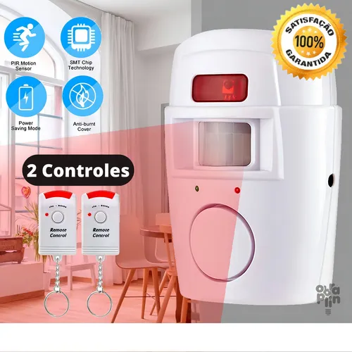 mini-alarme alarme residencial sem fio com sensor de presença+2 controles+suporte fixação