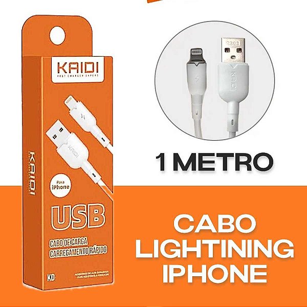 kd-28a cabo carregador lightning kaidi 3a  ,1m ,kd-28a