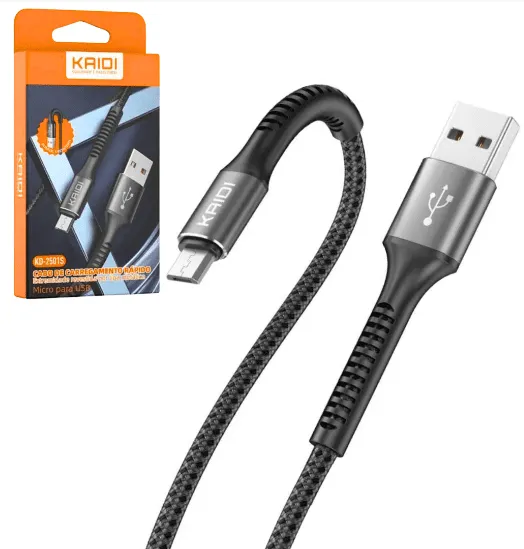 kd-2501m cabo carregador reforçado v8,3a,1m,kaidi kd-2501m