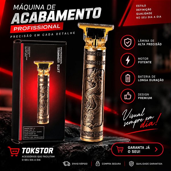 hair-clipper maquina de acabamento dragao hair trimmer,recarregavel ,4 pentes+cabo