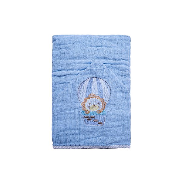 Toalha de Banho Soft com Capuz Azul - Baby Joy - Budapeste Baby
