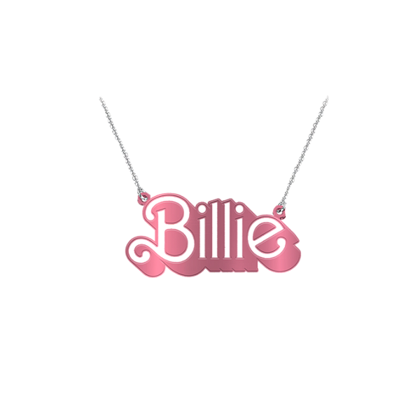 BILLIE EILISH: Colar De Prata Pink Metal Barbie x Billie Eilish - Merch Oficial