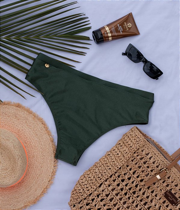 Calcinha de Biquíni Plus Size Trilobal Verde Croco Diana