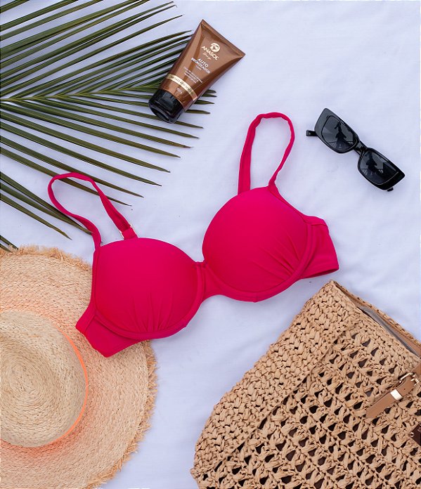 Top de Biquíni Plus Size Pink Poliamida Diana