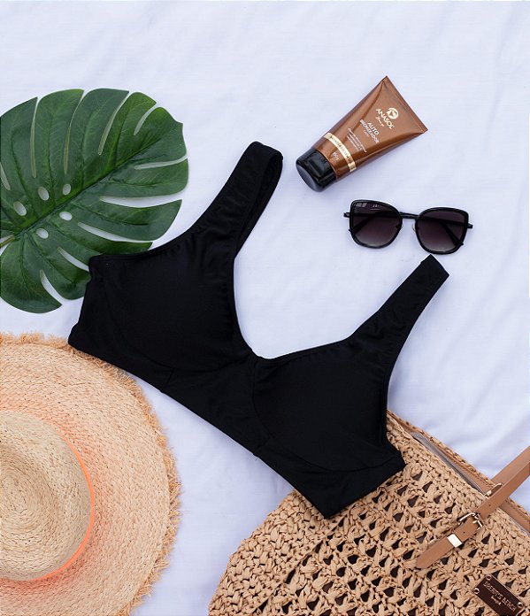 Top de Biquíni Plus Size Trilobal Preto Stella