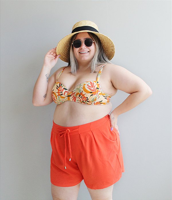 Shorts Plus Size Laranja