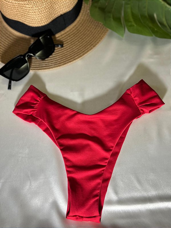 Calcinha de Biquíni Aurora Vermelho Fio Duplo