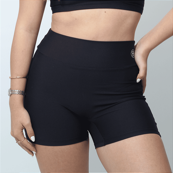 Shorts Fit Sem Costura Frontal Preto
