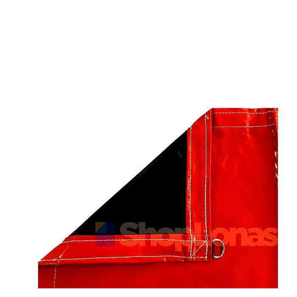 Lona para Caminhão Vermelho/Preto com Argola - 9,5x5