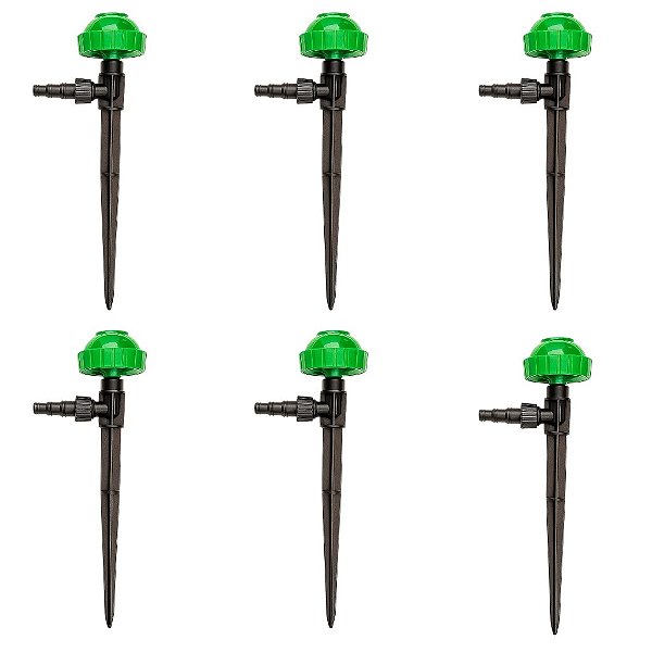 6 Un Aspersor Agrojet Vulcão Verde Com Haste E Adaptador Para Mangueiras