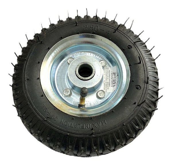 2 unidades - Roda Pneumática 4 Lonas 250-4 com Aro de Aço