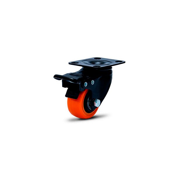 RODIZIO GIRATÓRIO COLSON COM BASE FREIO LARANJA 1.5/8 POLEGADAS - KIT 4 UNIDADES