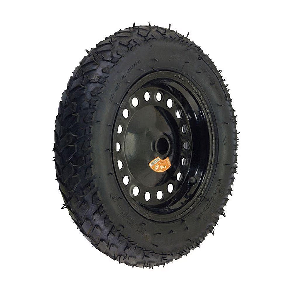 Roda Ajax Pneumatica Com Rolamento Rolete 2 Lonas 3.25-8