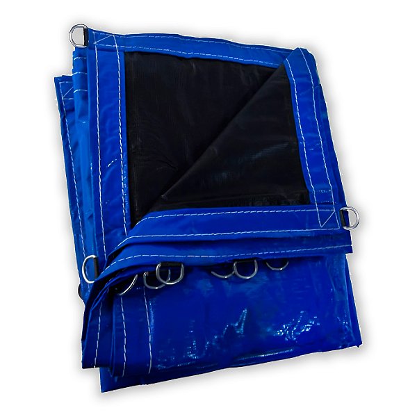 LONA PVC LOCOMOTIVA AZUL/PRETO COM ARGOLA - 7X3,5